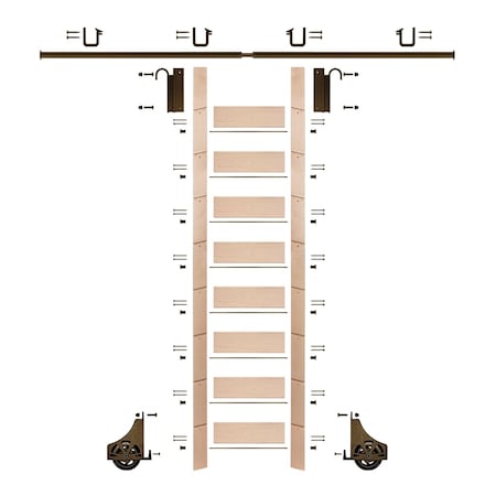 Meadow Lane Ladder 107 in. Un-Finished Maple Bronze Hook with 8 ft. Rail Kit EG.300-107MA-08.07